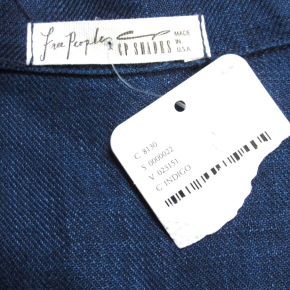 NWT Free People x CP Shades Allie Maxi in Indigo Blue Linen Shirt Dress L - Picture 6 of 7